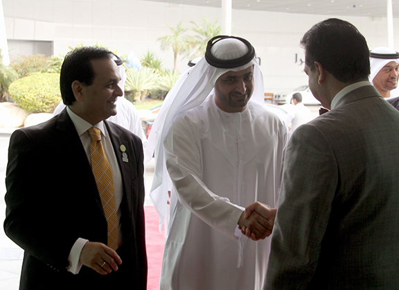 Dr. Tahir Akhtar-Chairman of Adam Global & Dr. Tariq Nizami - CEO of CEO CLubs with His Highness sheikh juma bin maktoum — at Jumeirah Beach Hotel.